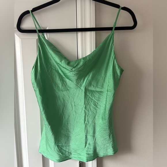 Intermix Kelly Green Silk Cowl Neck Camisole - Picture 1 of 8